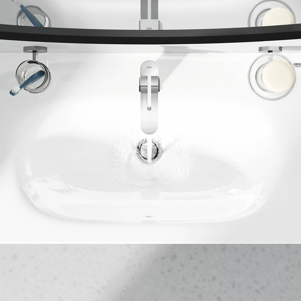 Смесител за мивка Grohe Plus S-size в хром, S- размер, еднодупков монтаж, EcoJoy аератор 5.7л/мин - онлайн магазин KERANOVA