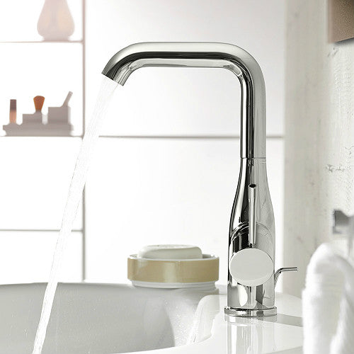 Смесител за мивка Essence L-size - хром, едноръкохватков GROHE ESSENCE L-размер, въртящ се чучур, GROHE EcoJoy, онлайн магазин KERANOVA