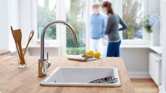 Кухненски смесител Concetto висок чучур хром, подвижен тръбен чучур, GROHE SilkMove и StarLight, онлайн магазин KERANOVA