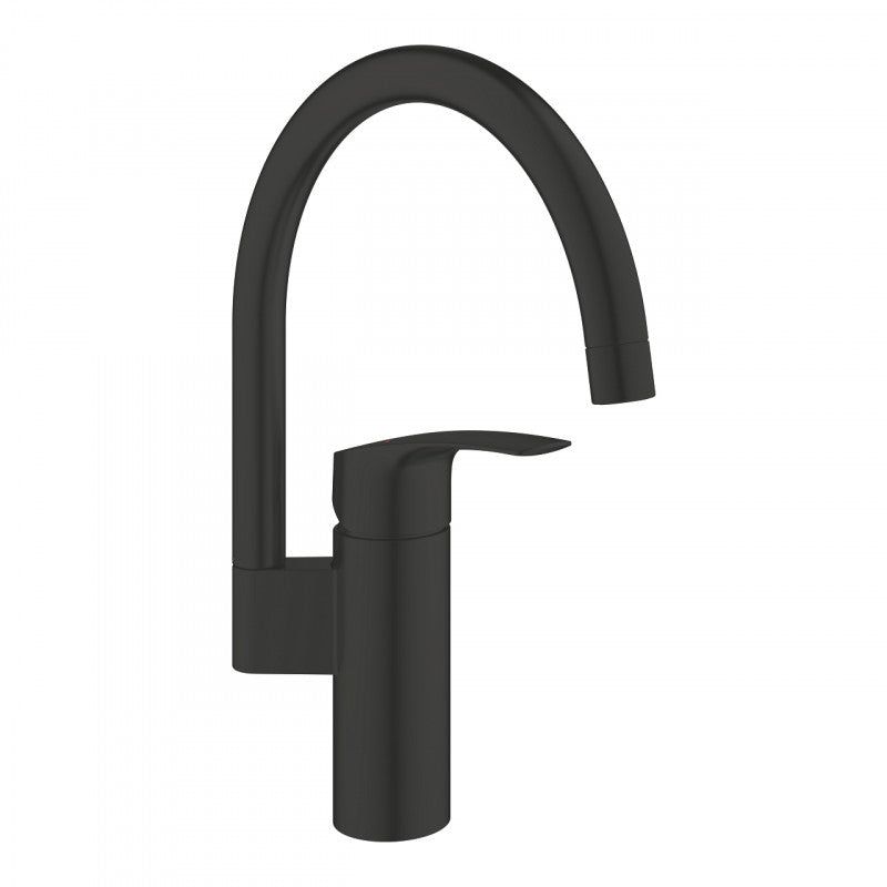 Кухненски смесител Grohe Eurosmart Matt Black - матово черен монофункционален смесител за кухня, висок чучур, въртящ се 150°, KERANOVA