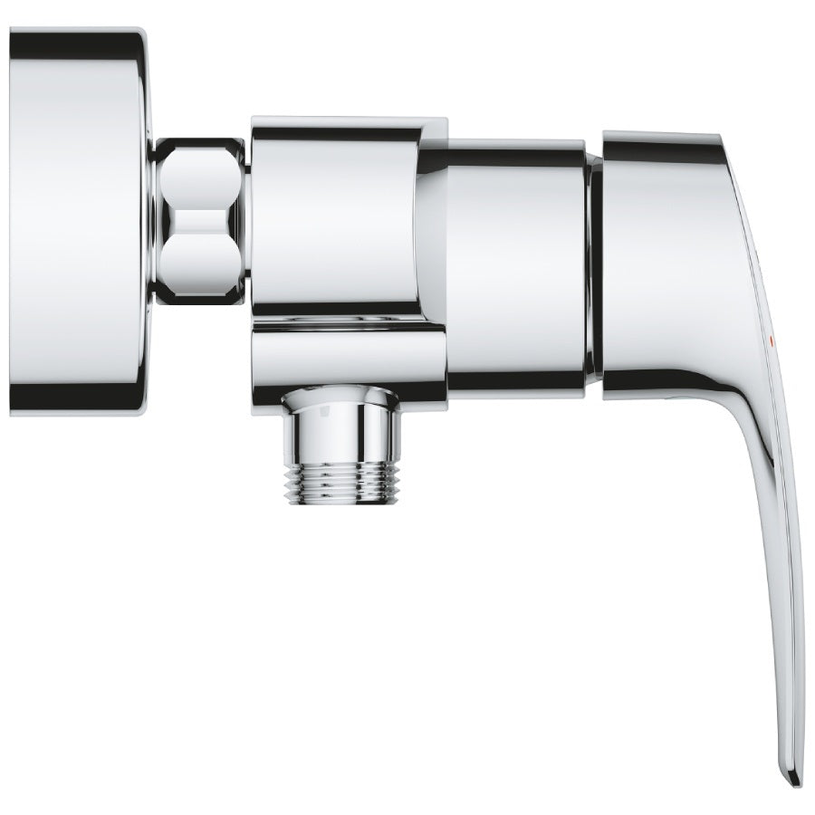 Стенен смесител за душ Eurosmart Grohe 33555003 с едноръкохваткова метална дръжка, извод 1/2" и интегриран възвратен клапан - KERANOVA