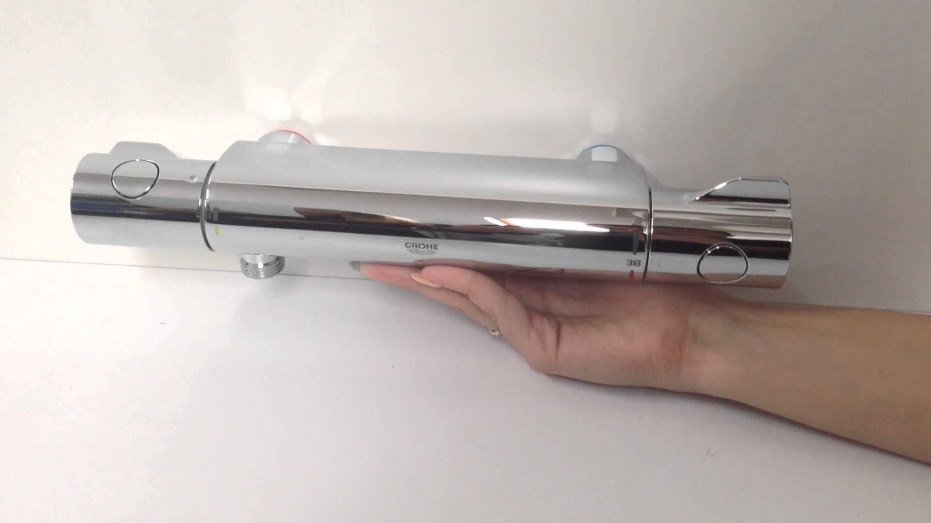 Термостатичен смесител за душ Grohtherm 800 хром, стенен монтаж, GROHE StarLight, EcoButton – онлайн магазин KERANOVA