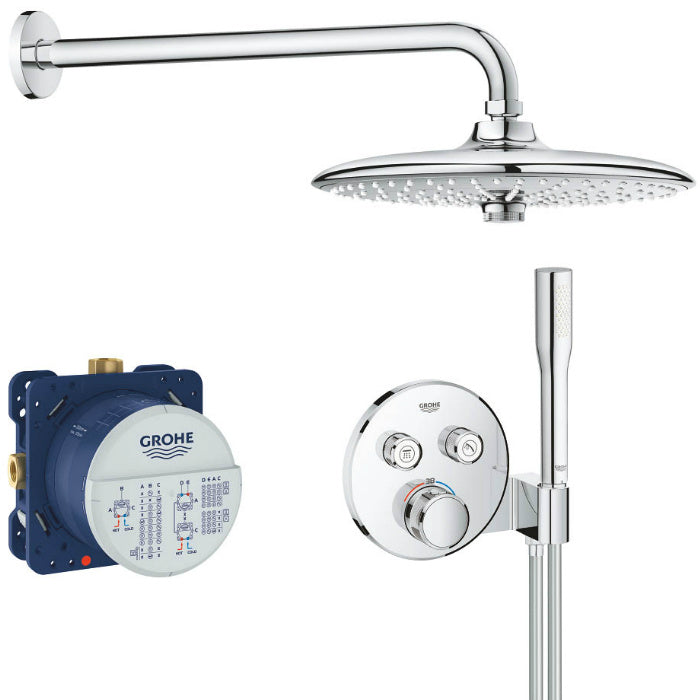 Вграден комплект Smart Control Euphoria 260 - хромен душ комплект GROHE SmartControl с термостат и ръчен душ - KERANOVA