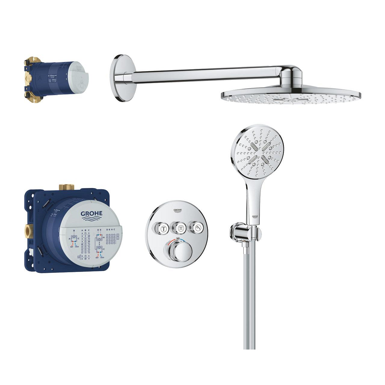 Вграден комплект Grohe SmartControl вграден душ комплект с Rainshower SmartActive 310, ръчен душ и SmartBox за KERANOVA онлайн магазин