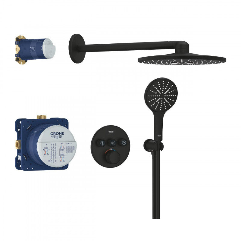 Вграден комплект Grohe GRT SmartControl THM Phantom Black - комплект душ и термостатно тяло, матово черно за баня KERANOVA