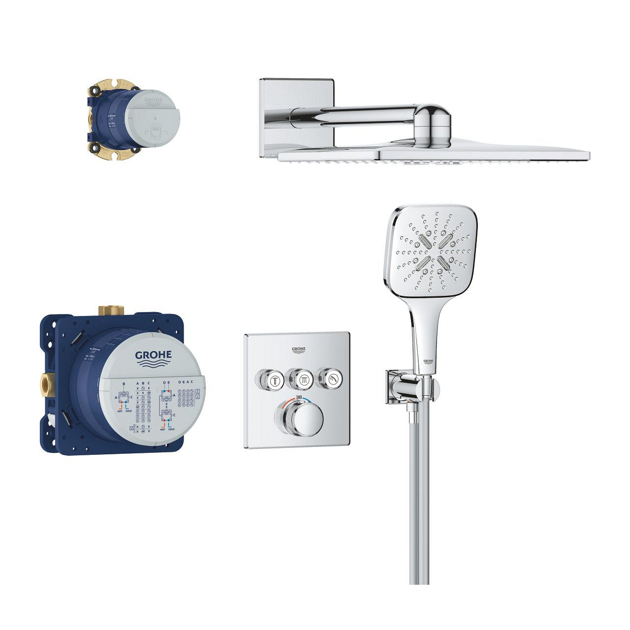 Вграден комплект Grohe SmartControl 310 Cube - комплект за вграден душ с Rainshower и ръчен душ, онлайн магазин KERANOVA