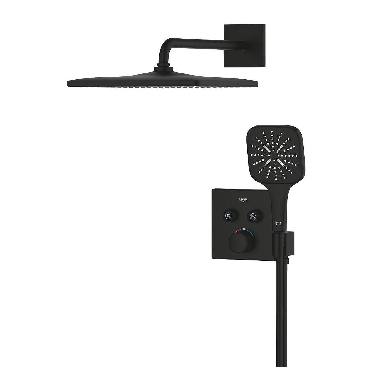 Вграден комплект Grohe GRT SmartControl THM Phantom Black - матов черен душ комплект за вграждане от KERANOVA