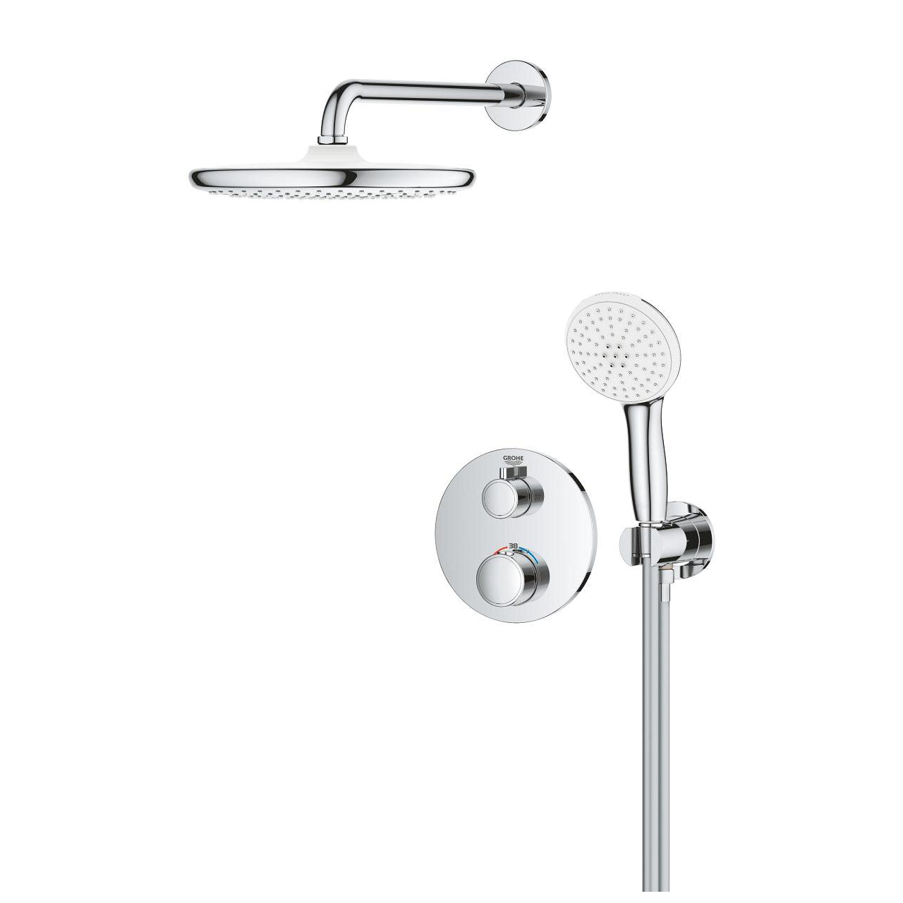 Вграден комплект Grohe Grohtherm Tempesta 250 - хром душ пита Tempesta 250 и ръчен душ Tempesta 110 за онлайн магазин KERANOVA