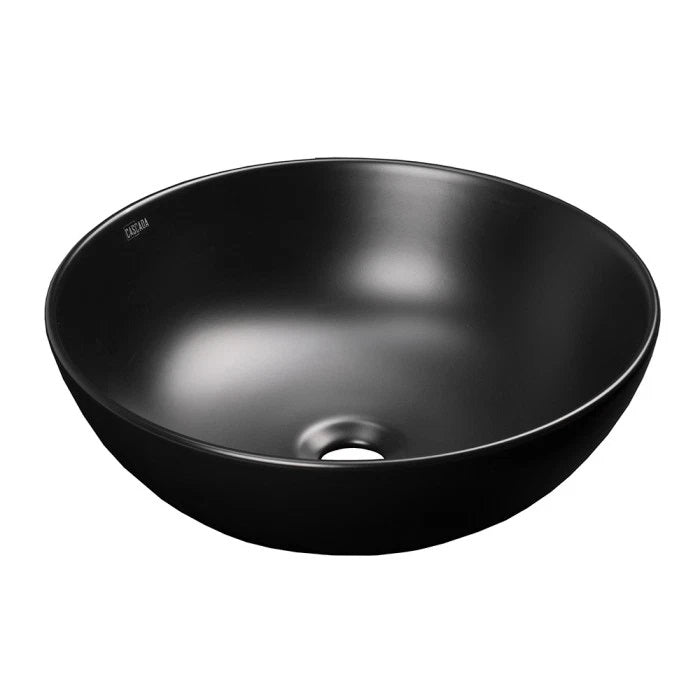 Купа WB25 Ф40 см. - черен мат дизайнерска порцеланова мивка за плот, Ф40х13 см, онлайн магазин KERANOVA