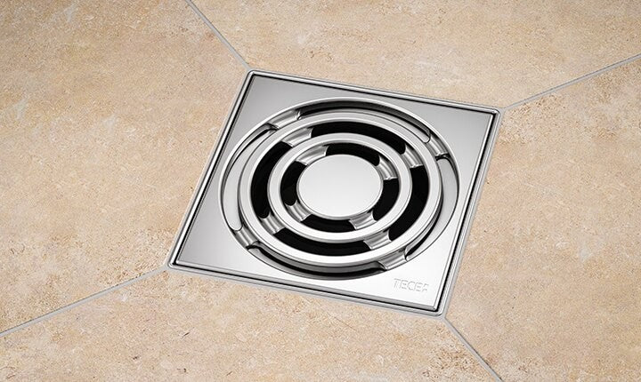 Точков сифон за баня TECEdrainpoint S 112 - метална рамка и решетка, клапа против миризма, допълнителен изход DN40 - KERANOVA онлайн магазин