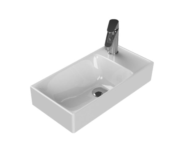 Мивка Sharp 50х25 см. - лява и дясна. Бяла стенна/за мебел мивка с ляв или десен отвор за смесител, модел 37400/37200, KERANOVA онлайн магазин