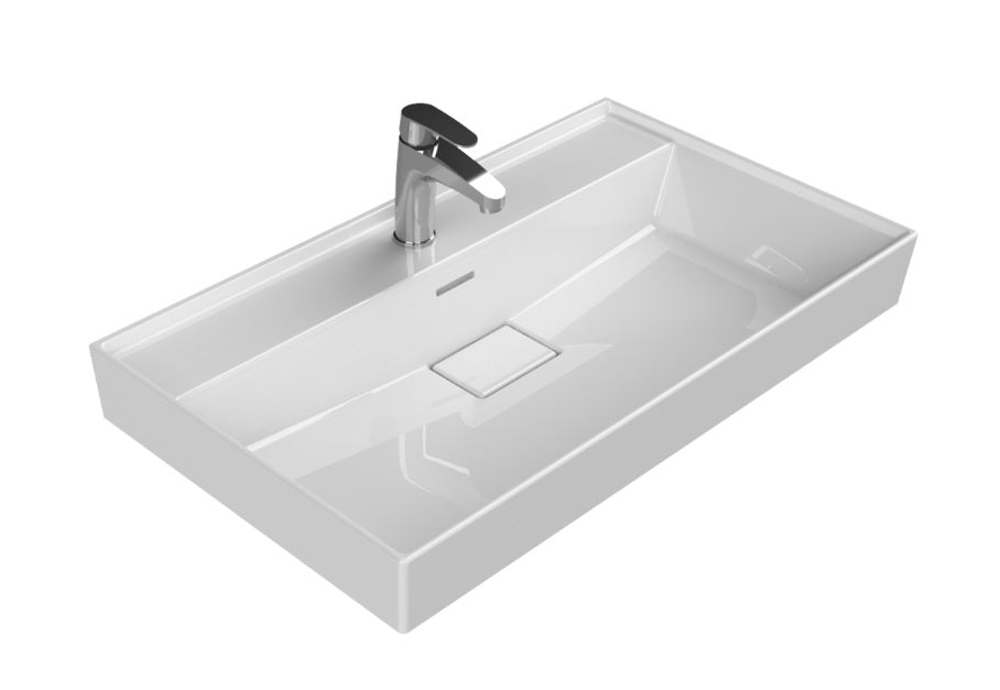 Alt Tag: Мивка Sharp 80х48 см. бяла мебелна мивка за монтаж върху мебел или стена, онлайн магазин за обзавеждане за бани KERANOVA