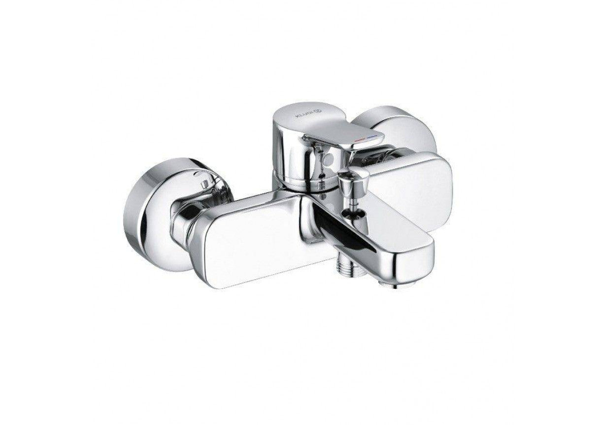 Alt Tag: Комплект смесители Kludi Pure&Easy Chrome - хромиран стенен смесител за вана и душ, масивна ръкохватка, KERANOVA онлайн магазин