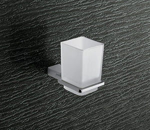 3810 стъклена чаша с държач на стенен държач за баня от KERANOVA, матирано стъкло и хромирана основа