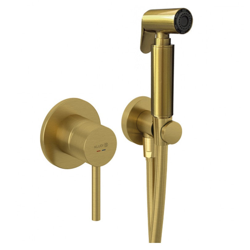 Смесител с хигиенен душ Kludi Bozz Brushed Gold четкано злато за вграден монтаж - онлайн магазин за обзавеждане за бани KERANOVA