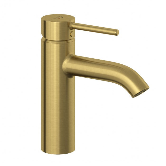 Смесител за мивка Kludi Bozz Brushed Gold - четкано злато, масивна ръкохватка, аератор, дебит 5 л/мин, онлайн магазин KERANOVA