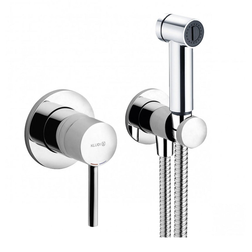 Смесител с хигиенен душ Kludi Bozz Chrome хром, вграден монтаж, комплект с душ-спрей за баня — KERANOVA онлайн магазин
