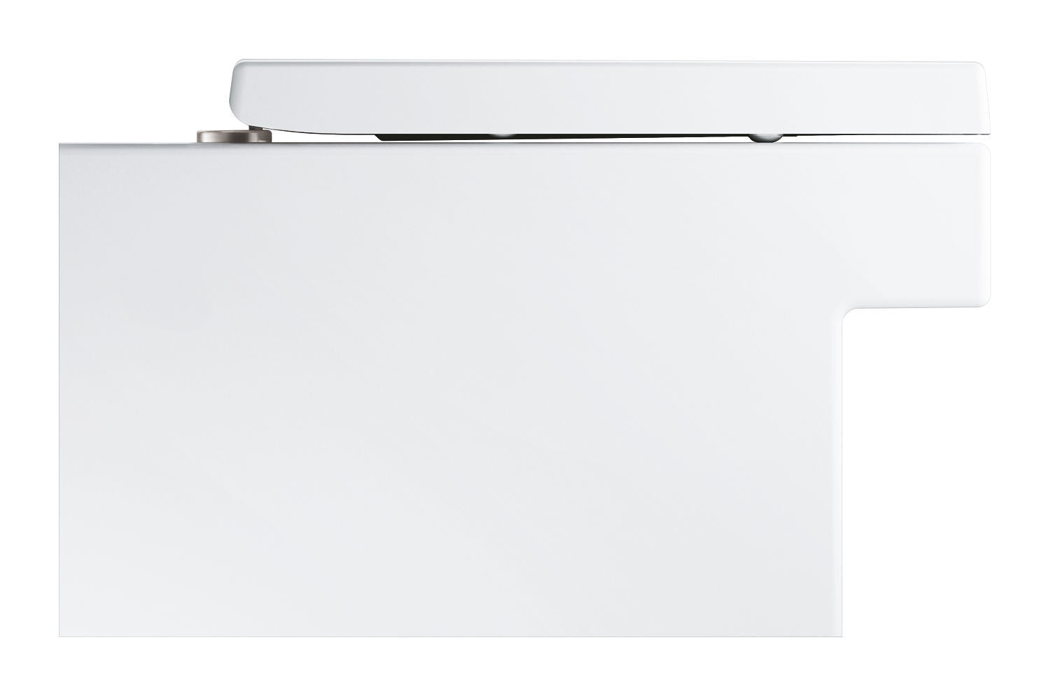 Rimless конзолна тоалетна Cube Ceramic - Grohe отляво профил с капак soft close, без ръб, онлайн магазин за обзавеждане за бани KERANOVA