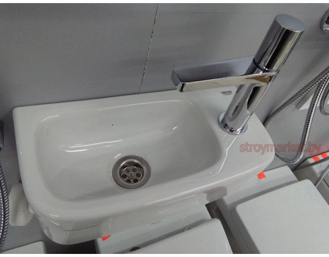 Alt Tag: Мивка Euro Ceramic 37х18 см. компактна бяла мивка за тоалетна с отвор вдясно, Grohe Pureguard антибактериално покритие - KERANOVA