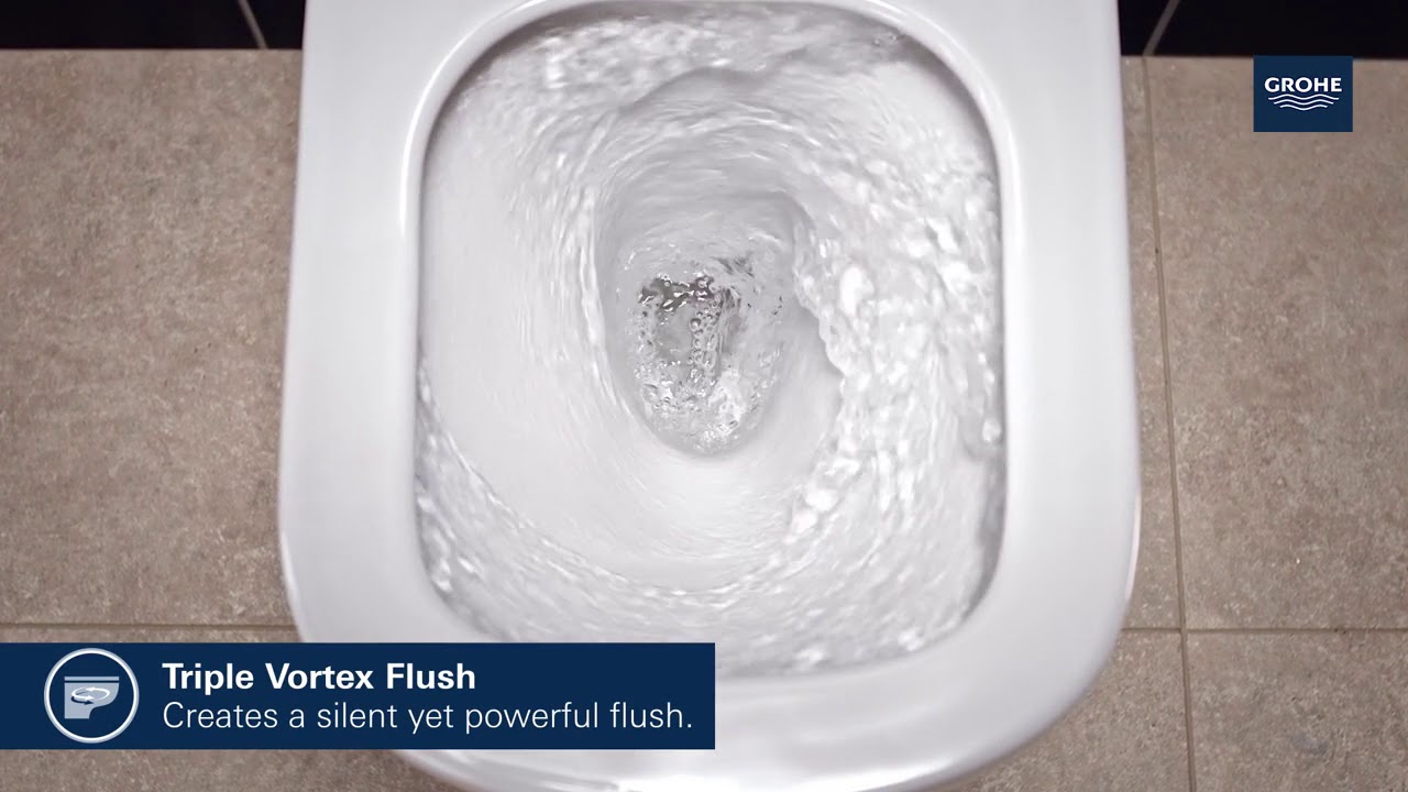 Rimless конзолна тоалетна чиния 49 см. Euro Ceramic с Grohe Triple Vortex Flush и без ръб, онлайн магазин KERANOVA