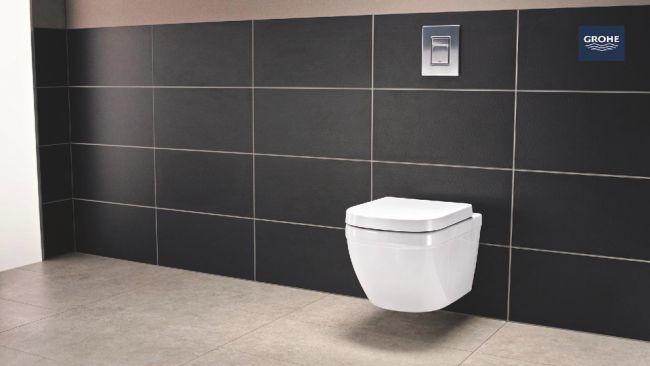 Rimless конзолна тоалетна чиния 49 см. Euro Ceramic - без ръб, скрит монтаж, Grohe Triple Vortex и меко затваряне, онлайн магазин KERANOVA