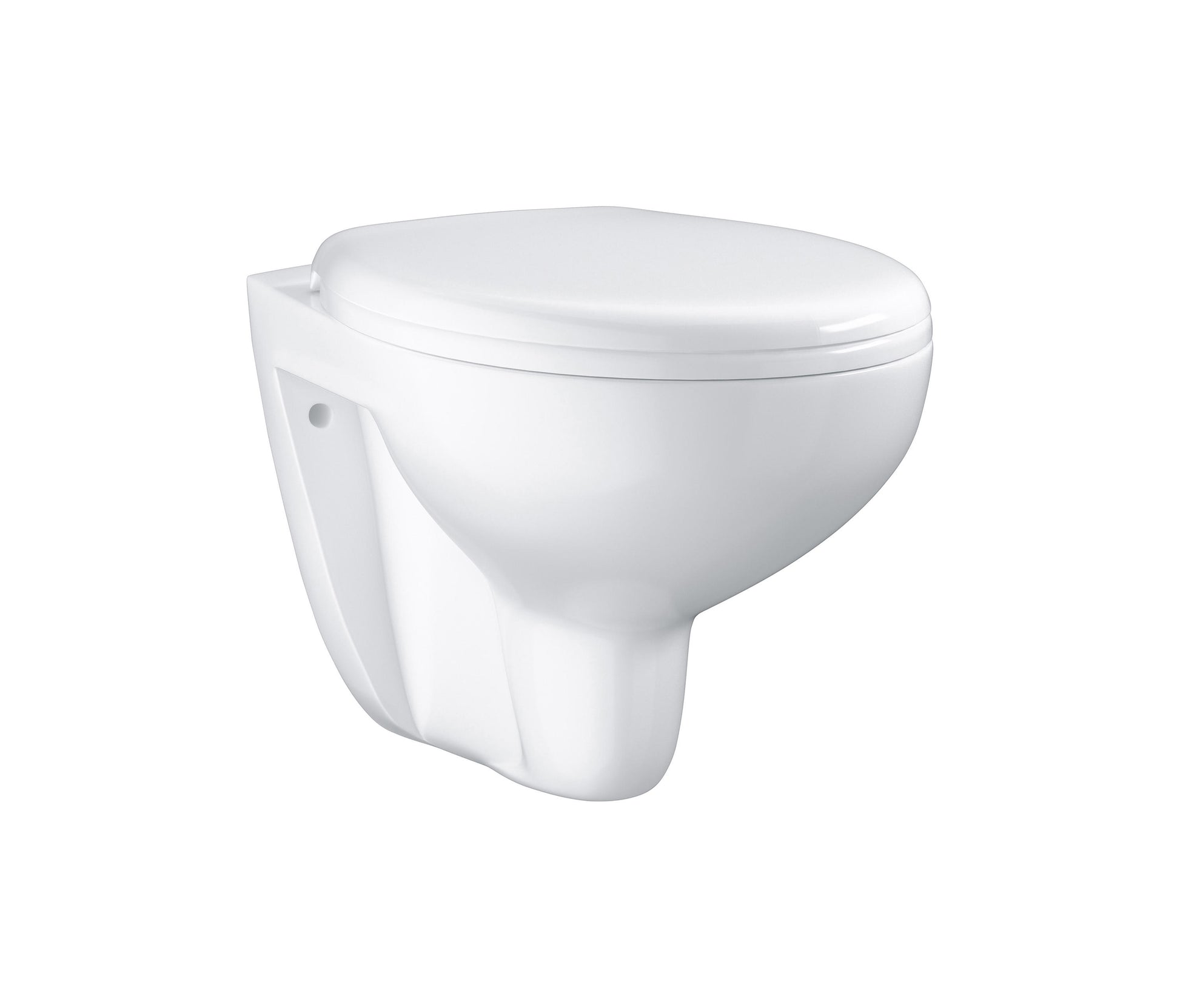 Rimless конзолна тоалетна Bau Ceramic - Grohe бяла овална висяща чиния с капак, размер 53,1x37 см за онлайн магазин KERANOVA