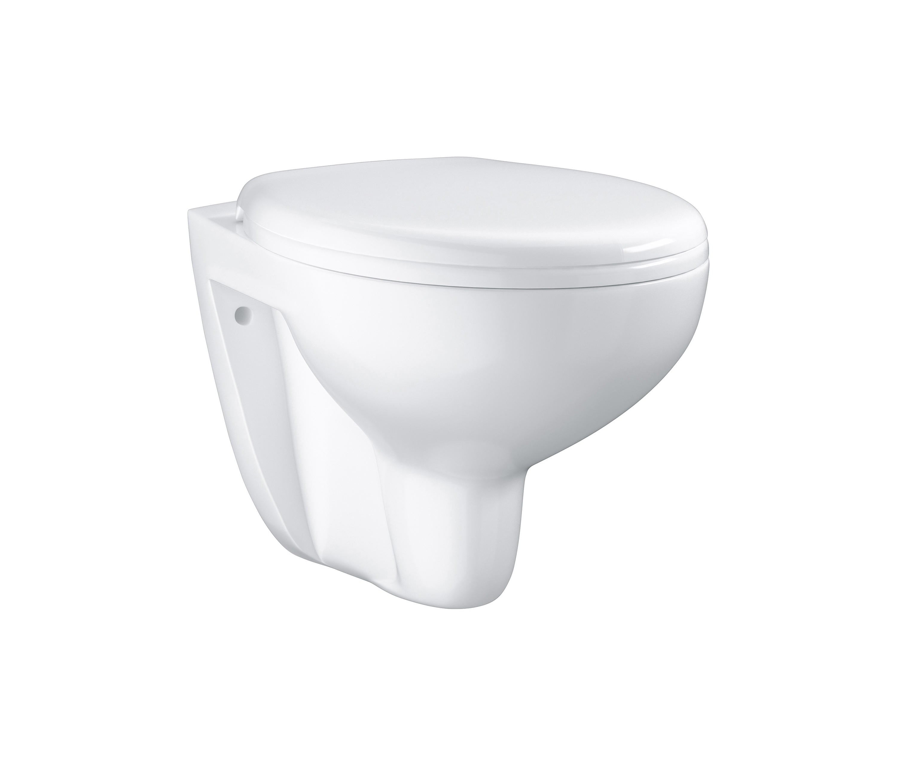 Rimless конзолна тоалетна Bau Ceramic - Grohe бяла овална висяща чиния с капак, размер 53,1x37 см за онлайн магазин KERANOVA