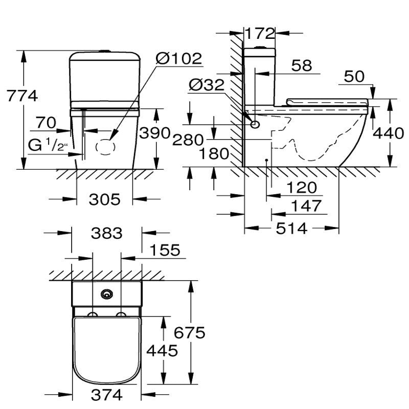 Моноблок Euro Ceramic Triple Vortex - Grohe