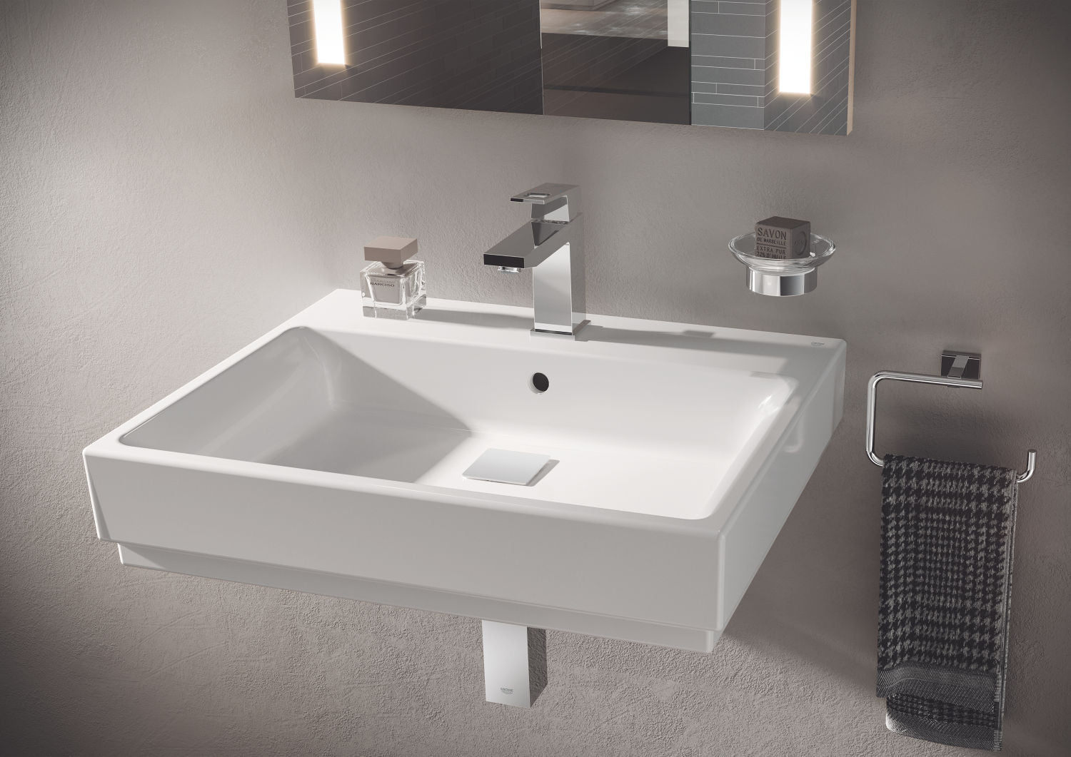 Стенна мивка Cube Ceramic 60 см. - Grohe с Grohe Pureguard антибактериално покритие, онлайн магазин за обзавеждане за бани KERANOVA