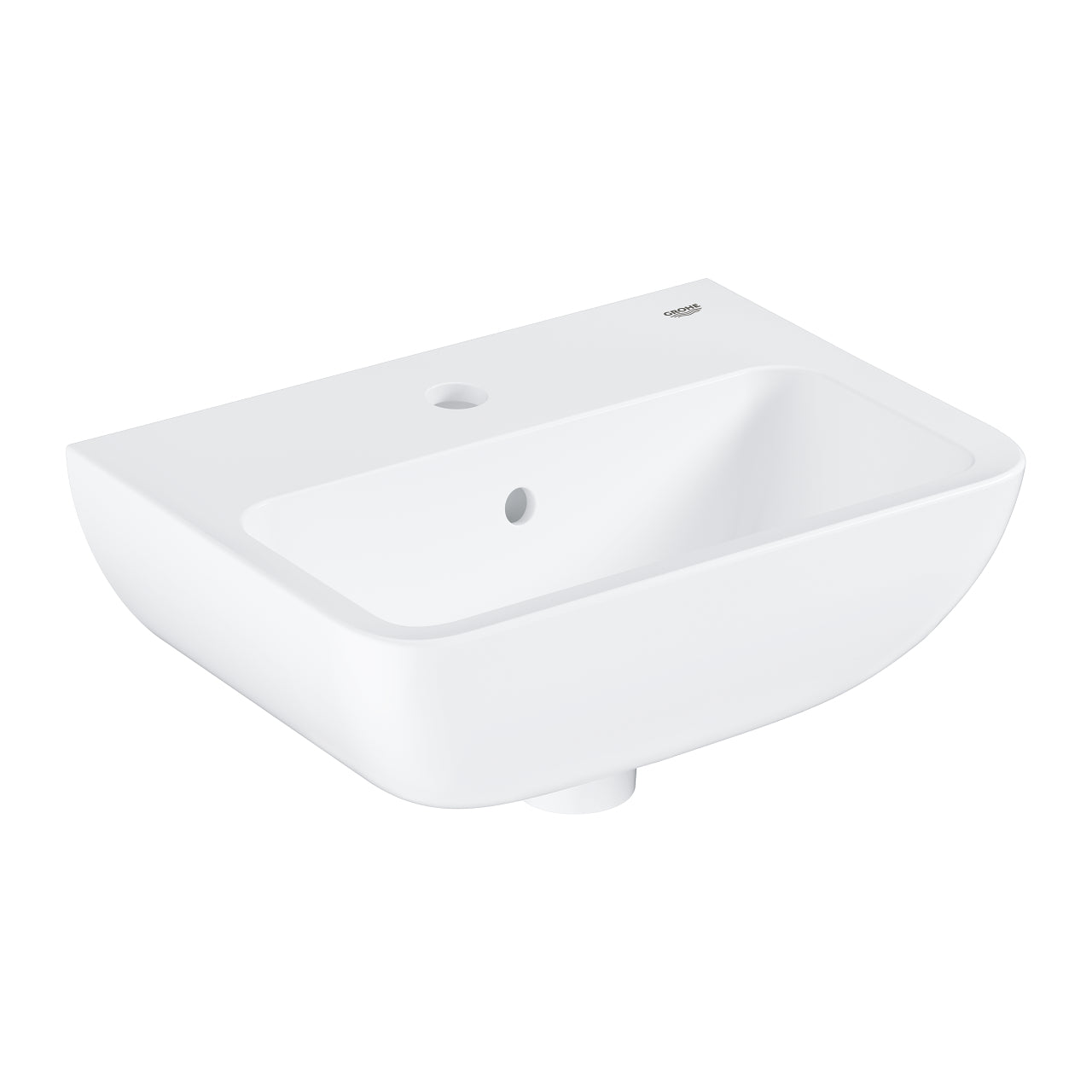 Стенна мивка Grohe BauEdge Ceramic 45х36 см. бяла санитарна керамика, компактен дизайн за малки бани — KERANOVA онлайн магазин