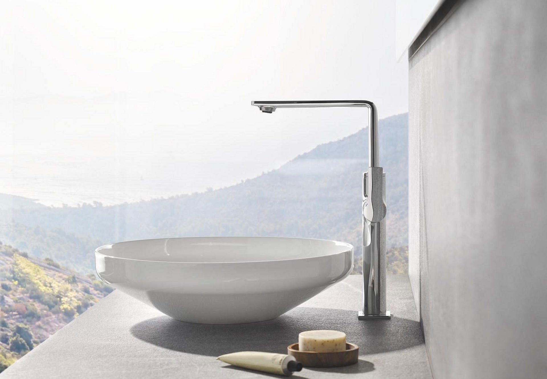 Мивка за плот Grohe Airio Ф45 см. – ултратънка кръгла бяла мивка за плот Grohe Airio Ф45 см. с GROHE PureGuard, за онлайн магазин KERANOVA