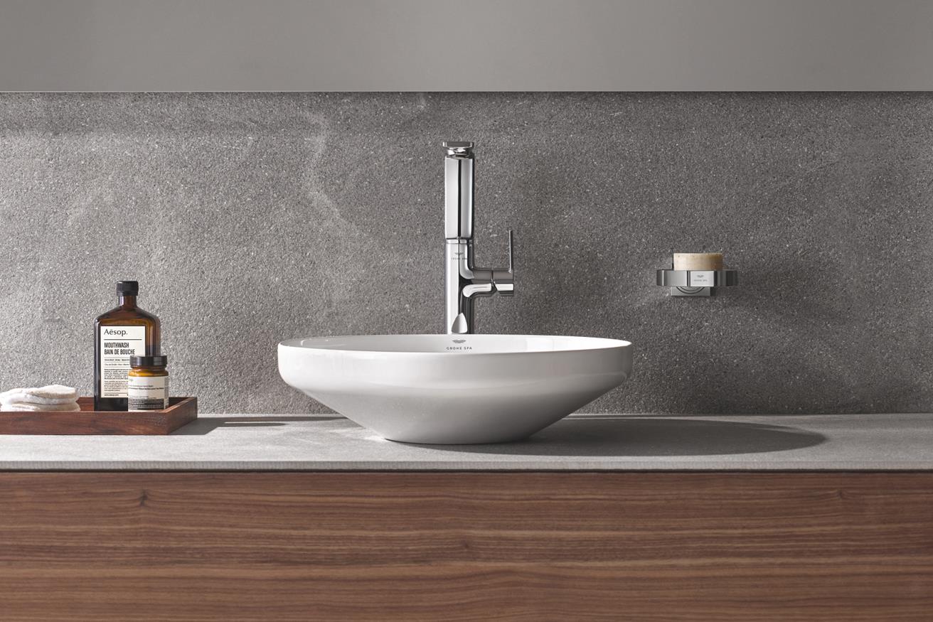 Мивка за плот Grohe Airio Ф45 см. - бяла кръгла умивалник Airio Ø45 за баня, ултратънък дизайн, GROHE PureGuard, KERANOVA онлайн магазин