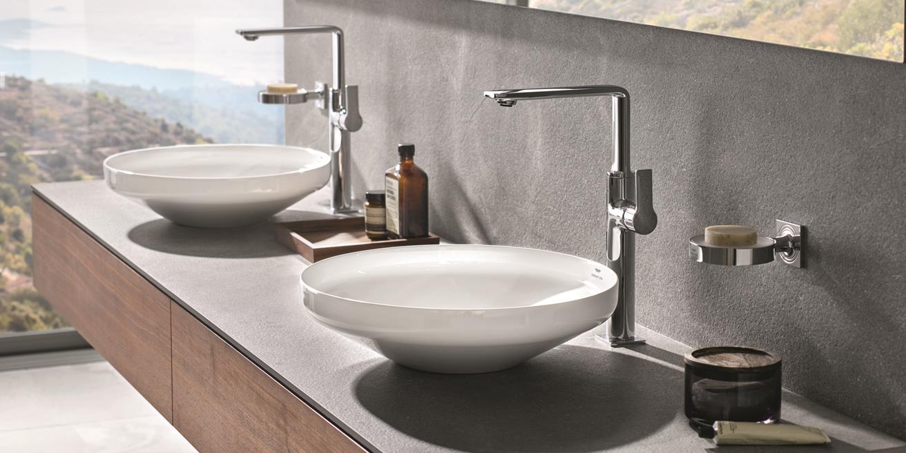 Мивка за плот Grohe Airio Ф45 см. - луксозна бяла мивка за плот Grohe Airio Ø45, ултратънък дизайн, GROHE PureGuard, KERANOVA онлайн магазин