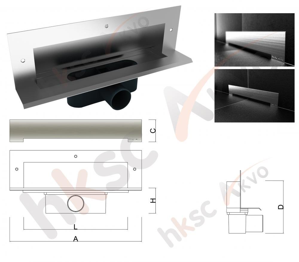 Стенен сифон за баня 30, 40 и 60 см. от неръждаема стомана, вграден с изолационна кутия за онлайн магазин KERANOVA