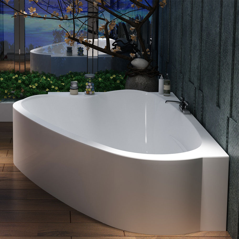 Venice 185x105x135 см. бяла акрилна ъглова вана с хидро и аеромасаж, преден панел, пневматично управление – онлайн магазин за обзавеждане KERANOVA