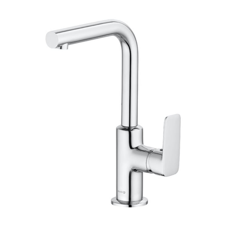 Смесител за мивка Kludi Pure&Style Chrome - хром, въртящ чучур 220 мм, масивна ръкохватка, керамичен механизъм, KERANOVA