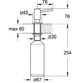 Дозатор за сапун Grohe вграден 400 мл за мивка Ø35 мм, метален монтаж, онлайн магазин KERANOVA