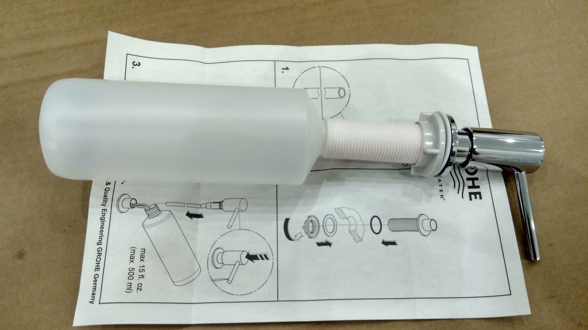 Дозатор за сапун Grohe вграден 400 мл с метален дозиращ механизъм — онлайн магазин KERANOVA