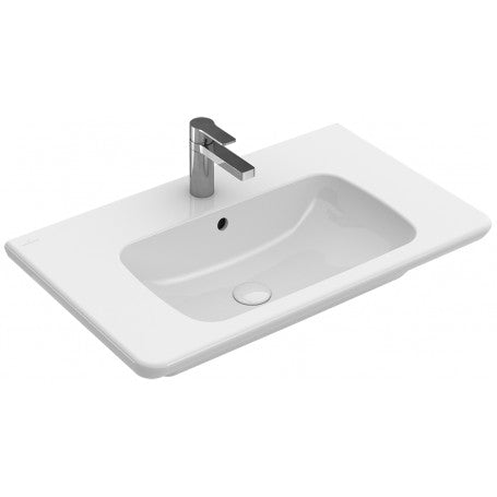 Мебелна мивка Vivia 80x49 - Villeroy & Boch от санитарен порцелан, монтаж на мебел или стена, с отвор за смесител и преливник, KERANOVA