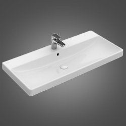 Мебелна мивка Avento 80x47 - Villeroy & Boch от санитарен порцелан за монтаж на стена или мебел, с отвор за смесител и преливник, KERANOVA