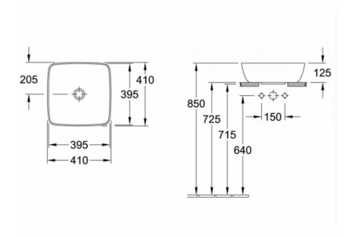 Купа Artis 41х41 см. - Villeroy & Boch дизайнерска керамична мивка 410x410 мм с Ceramic Plus, монтаж върху плот - KERANOVA онлайн магазин