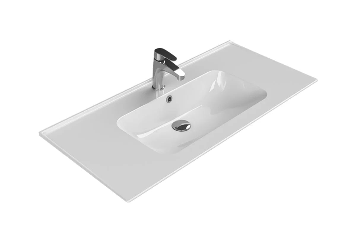 Мебелна мивка Blue 100х47 см. за баня с отвор за смесител, бял дизайн, онлайн магазин за обзавеждане за бани KERANOVA