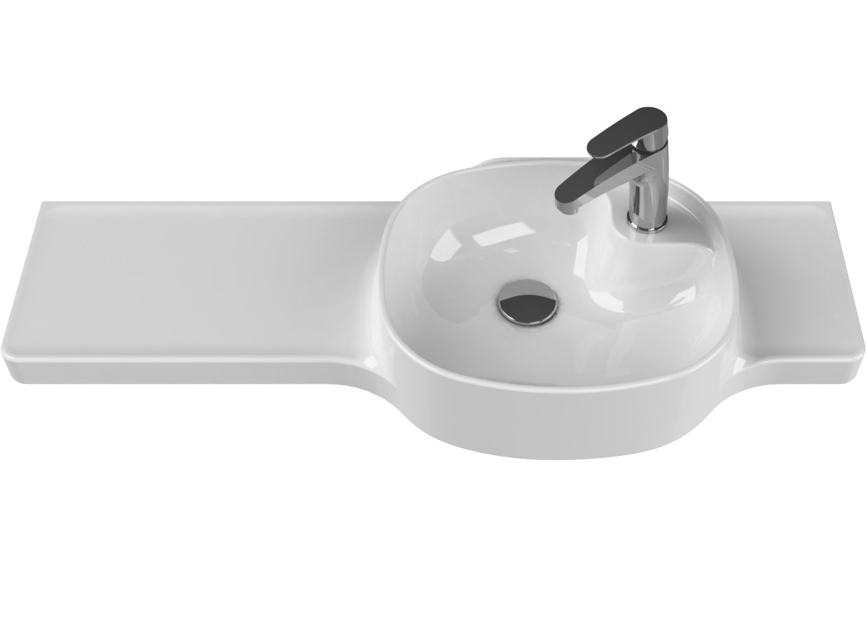 Alt Tag: Мебелна мивка Harmony 100 см. - лява и дясна от KERANOVA, бял плот с отвор за смесител и ляв/десен корито, производство Турция