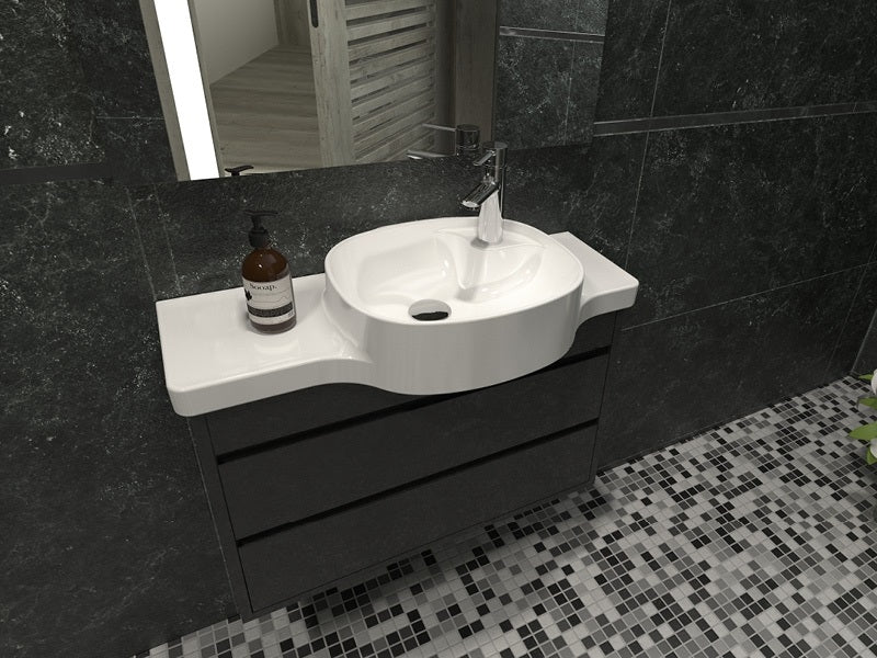 Мебелна мивка Harmony 100 см. - лява и дясна. в бял гланц на PVC шкаф KERANOVA за онлайн магазин обзавеждане баня