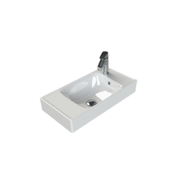 Мивка Sharp 60х30 см. - лява и дясна, бяла керамична мивка за стенен монтаж или върху мебел от KERANOVA