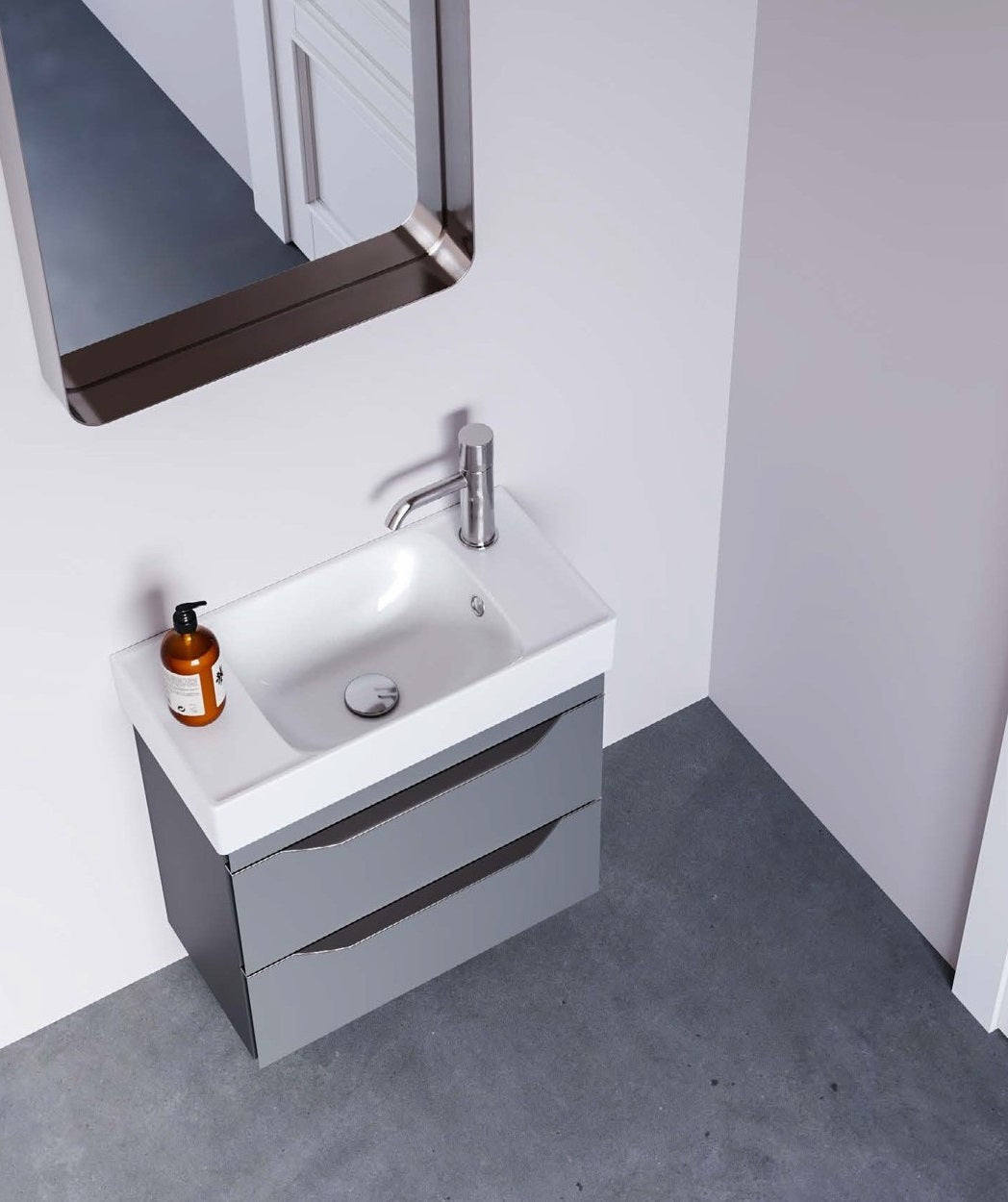 Мивка Sharp 60х30 см. - лява и дясна. Комплект за баня, ляв/десен отвор за смесител, монтаж на стена или мебел, KERANOVA