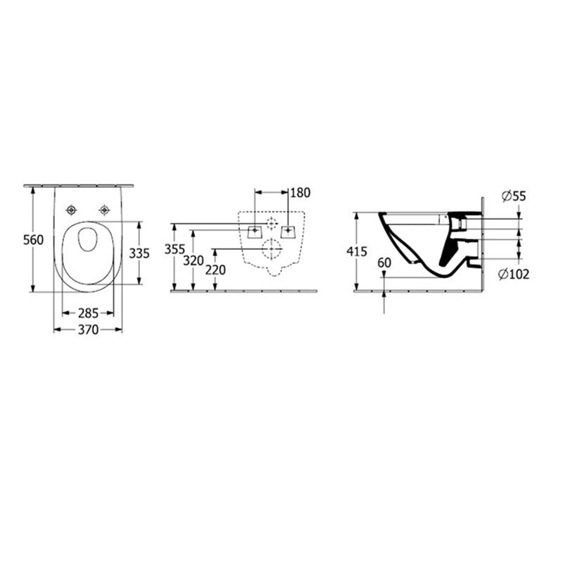 Мебелна мивка Subway 80x47 - Villeroy & Boch диаграма с размери и монтажни отвори за стенен или мебелен монтаж KERANOVA