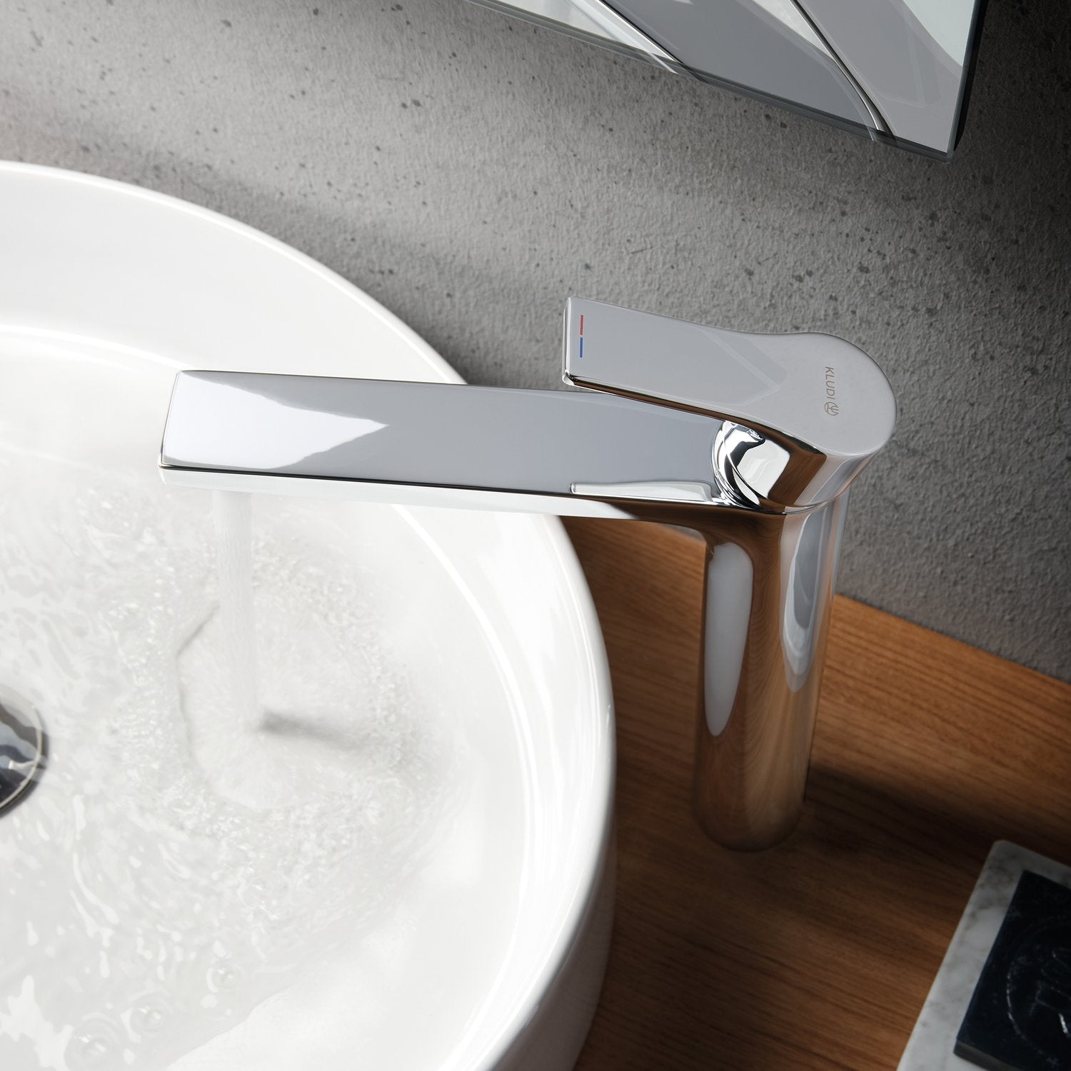 Висок смесител за мивка Kludi Zenta Chrome - хром, височина 240 мм, масивна ръкохватка, керамичен механизъм, комплект за бърз монтаж - KERANOVA