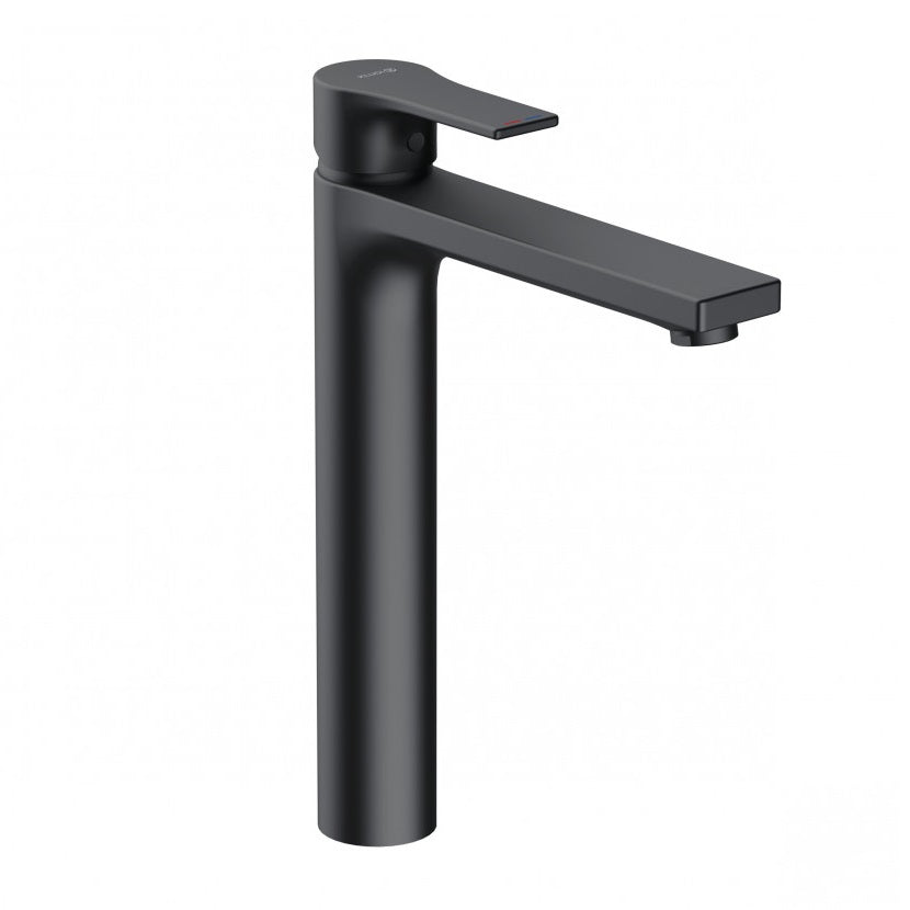 Висок смесител за мивка Kludi Zenta Matt Black - черен мат, височина до чучура 240 мм, керамичен механизъм, онлайн магазин KERANOVA