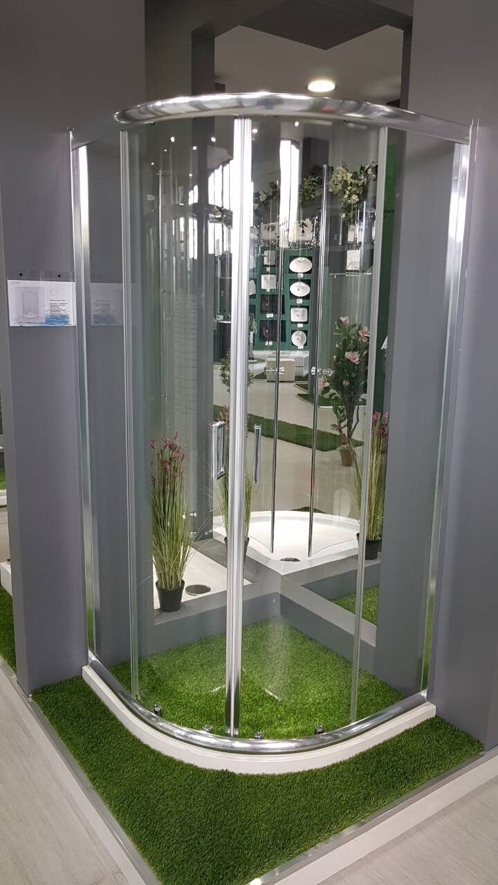 Бюджетна душ кабина HS080 - 80х80 с хромиран профил и 4мм прозрачно закалено стъкло, 2 плъзгащи се врати, височина 185 см - KERANOVA